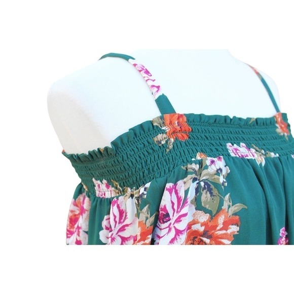 As U Wish Green Floral Off The Shoulder Floral Boho Dress Women Size Large - Picture 4 of 5
